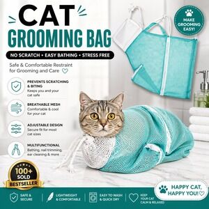 Pet Cat Shower Bag Grooming Net Safe Nail Clipping Bath Helper Adjustable
